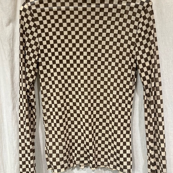 Willow & Root Brown and Cream Checkered Top - Picture 1 of 3